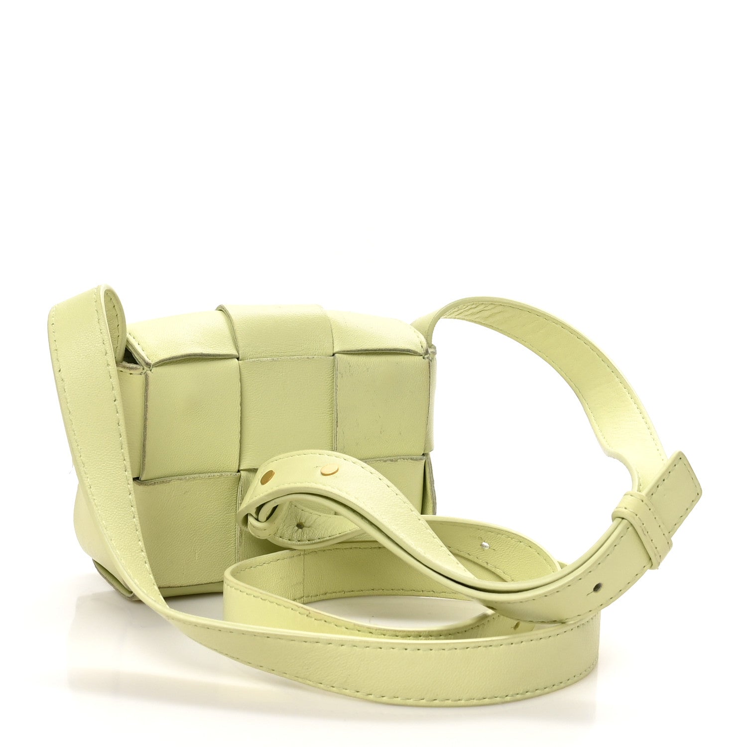 Bottega Veneta Lambskin Maxi Intrecciato Extra Mini Cassette Crossbody Bag Lemon Washed 3 of 9