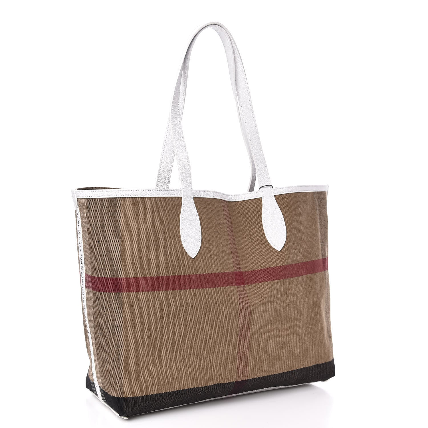 Burberry Coated Canvas Mega Check Medium Doodle Tote White 6 of 12