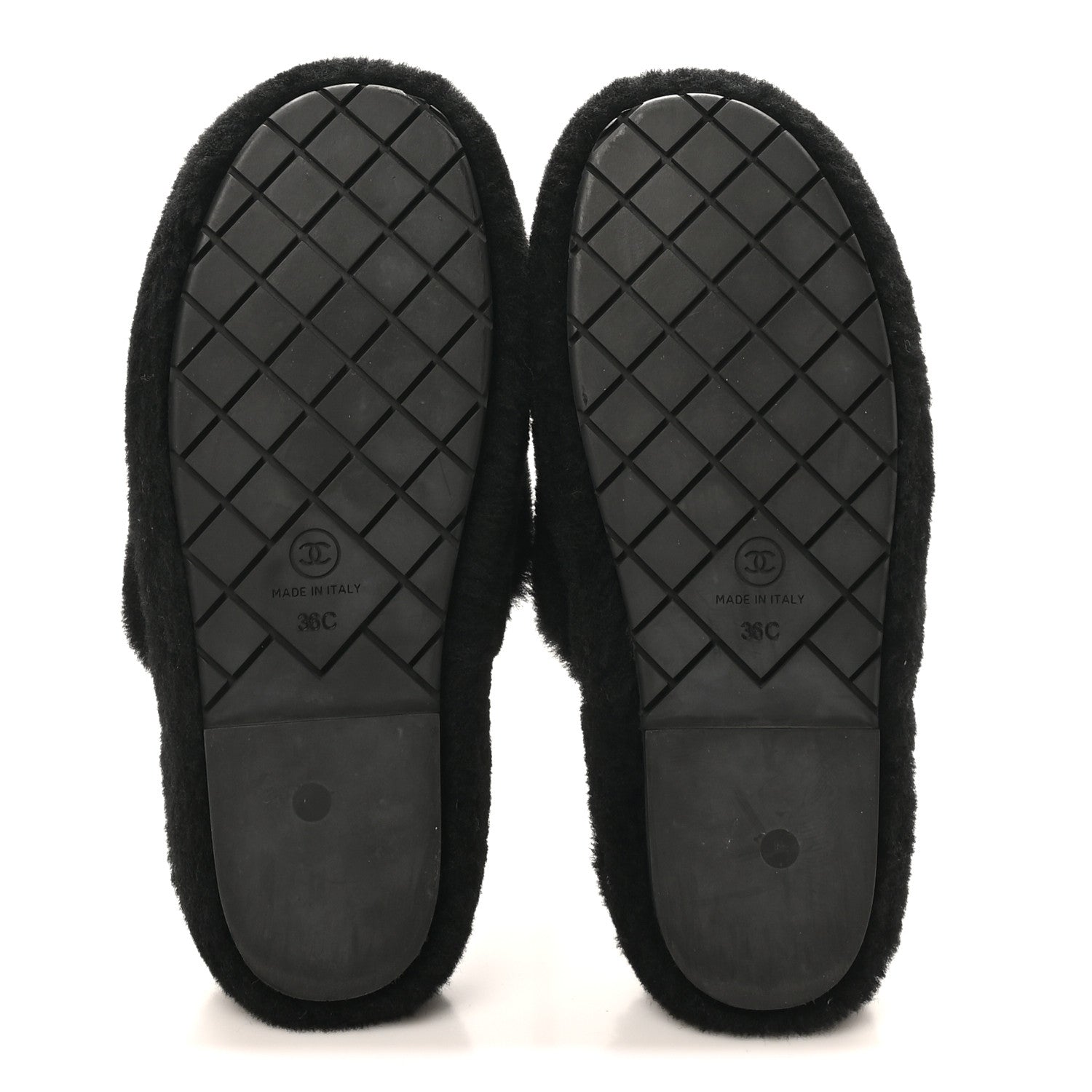 Chanel Shearling CC Flat Mules 36 Black 6 of 11