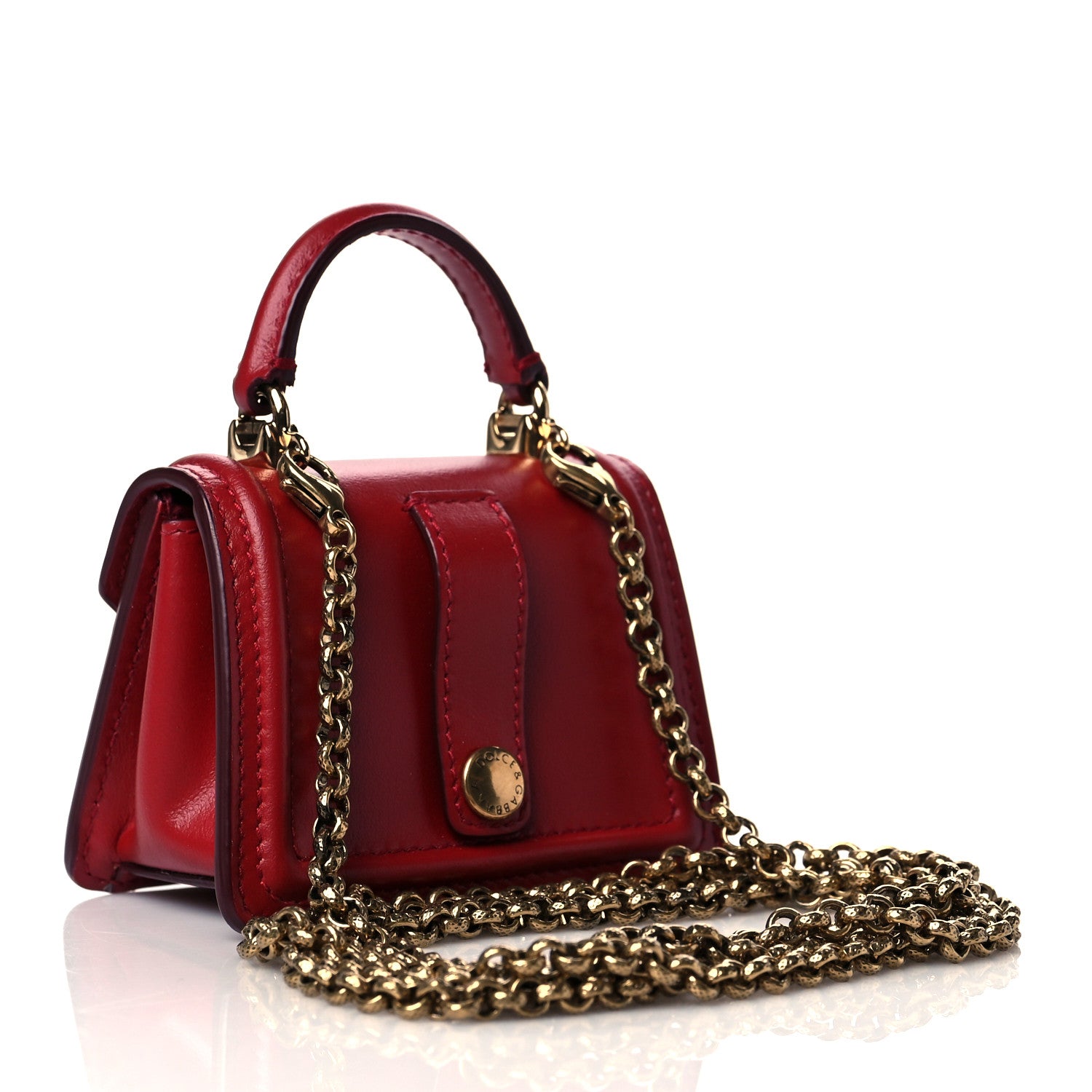 Dolce & Gabbana Smooth Calfskin Micro Devotion Satchel Red 3 of 10