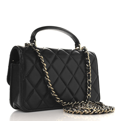 Chanel Lambskin Quilted Flap Phone Holder With Chain Black 3 of 12
