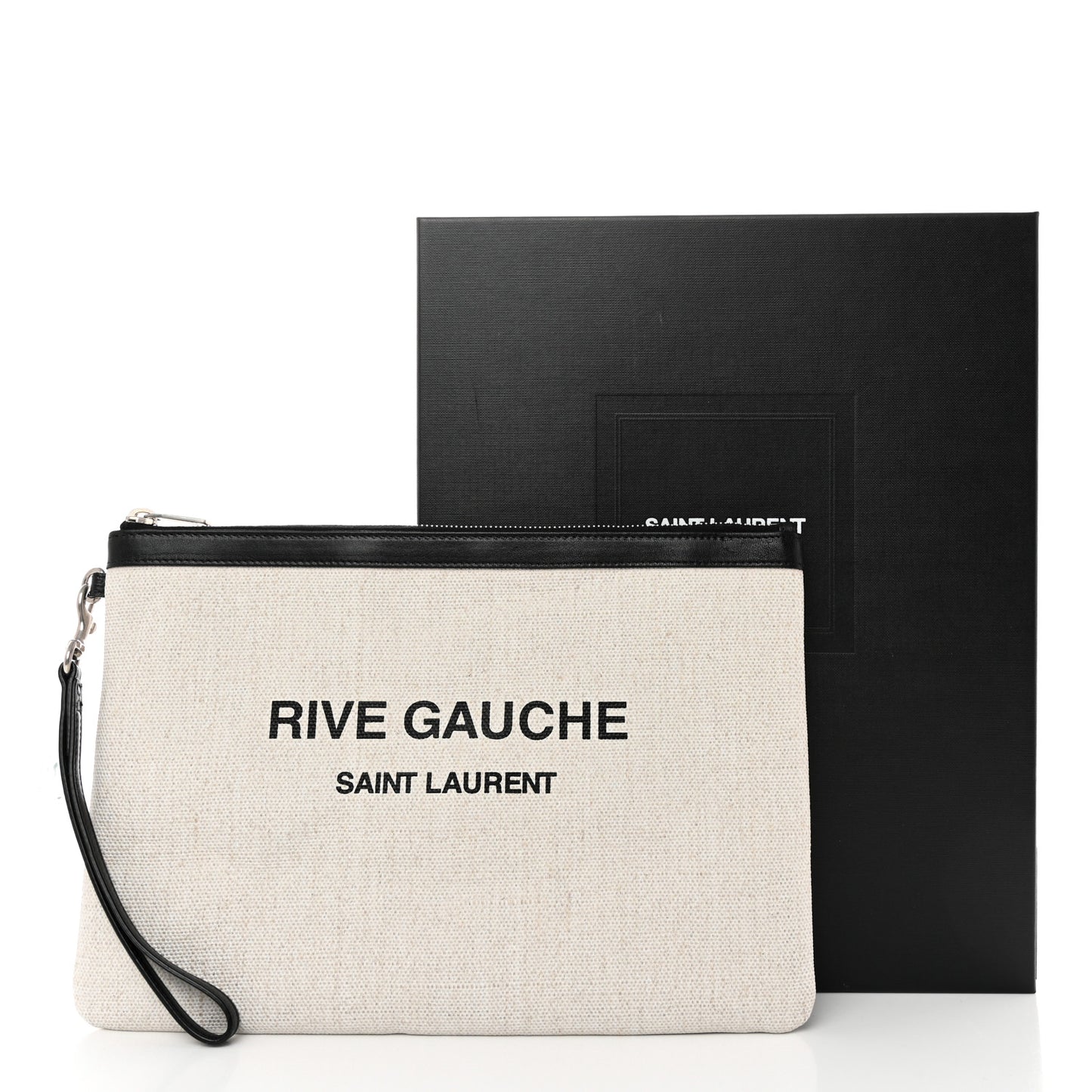Linen Canvas Rive Gouche Zipped Pouch Optic White