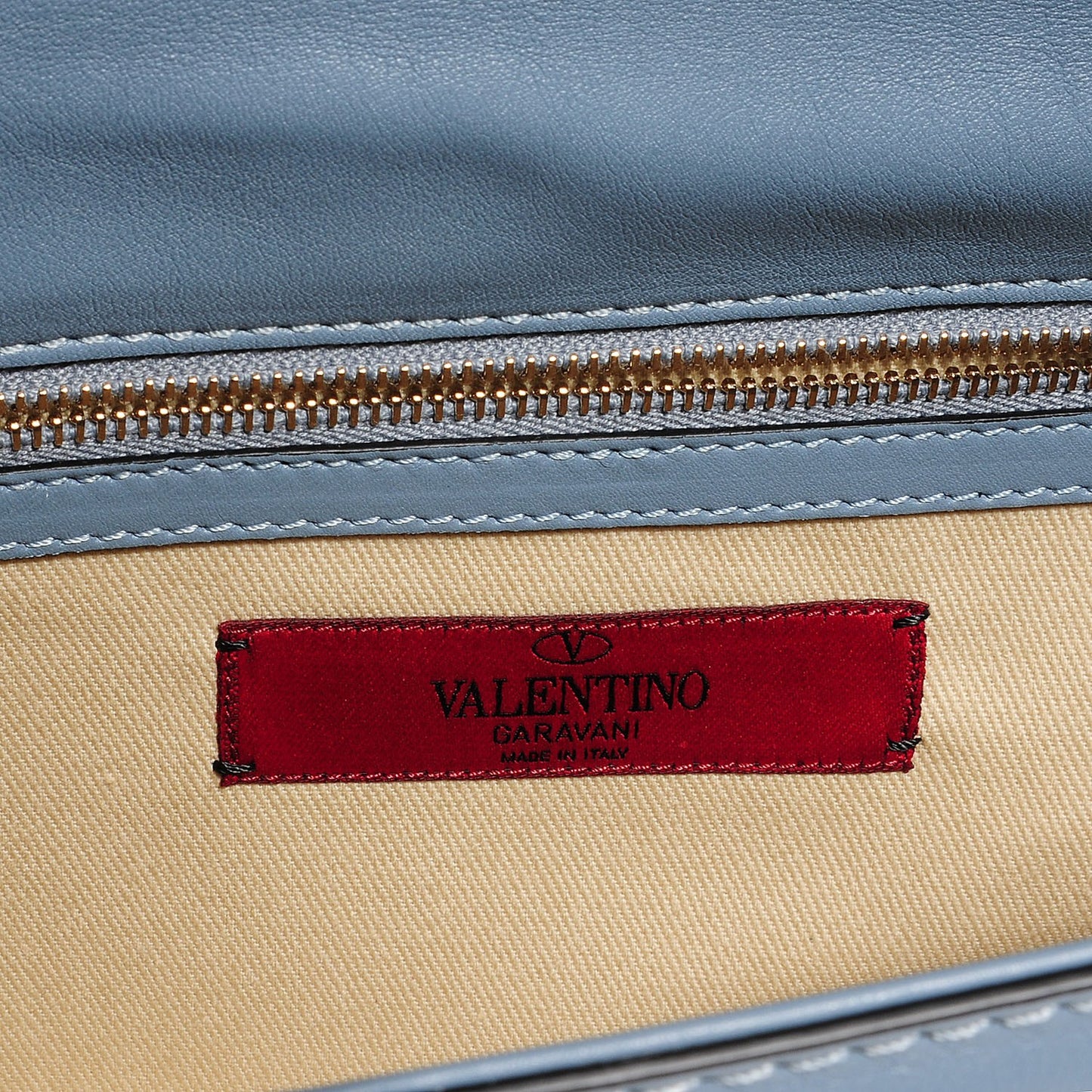 Vitello Medium Glam Lock Rockstud Flap London Stone