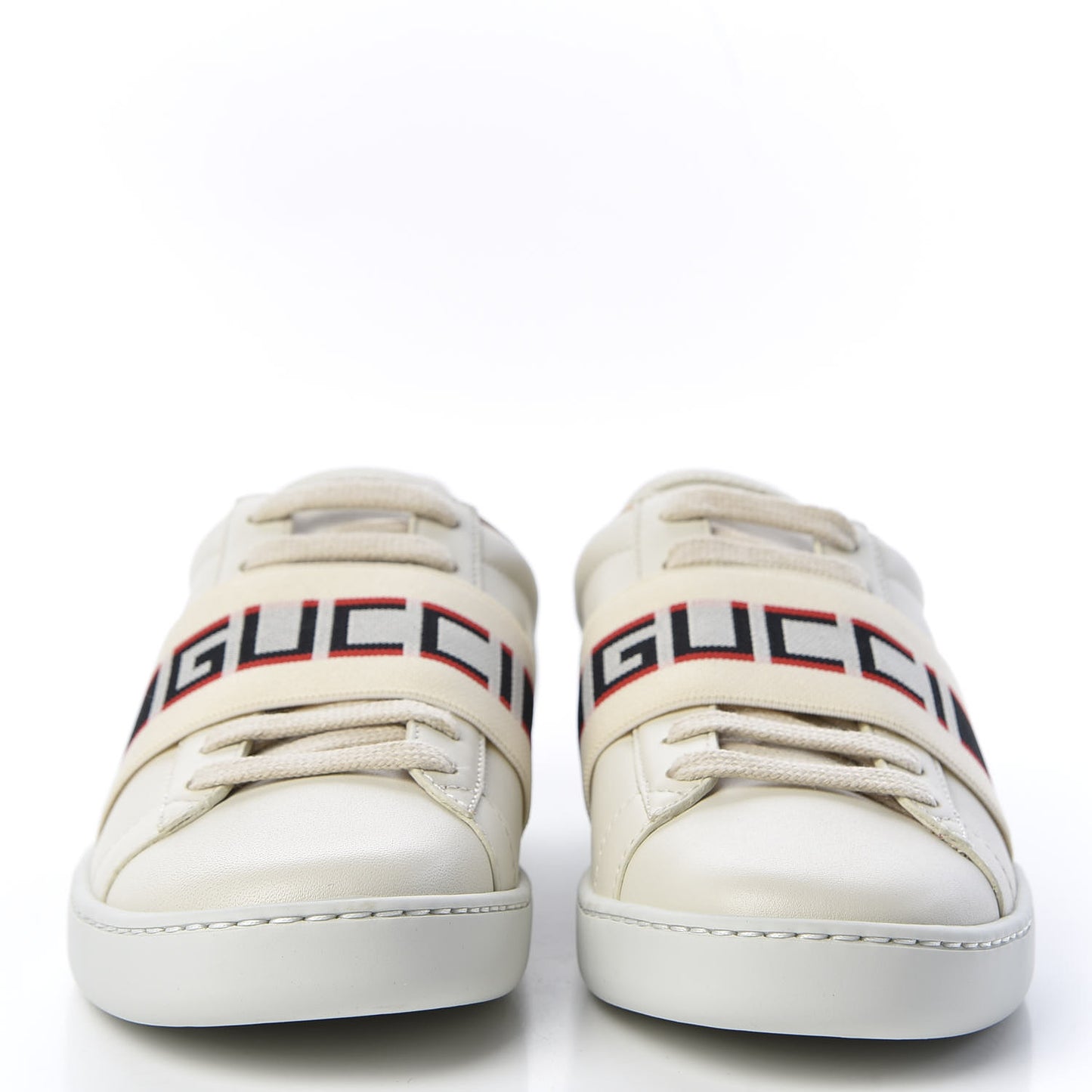 Calfskin Stripe Womens New Ace Sneakers 35.5 New Mystic White Ecru Red Flame
