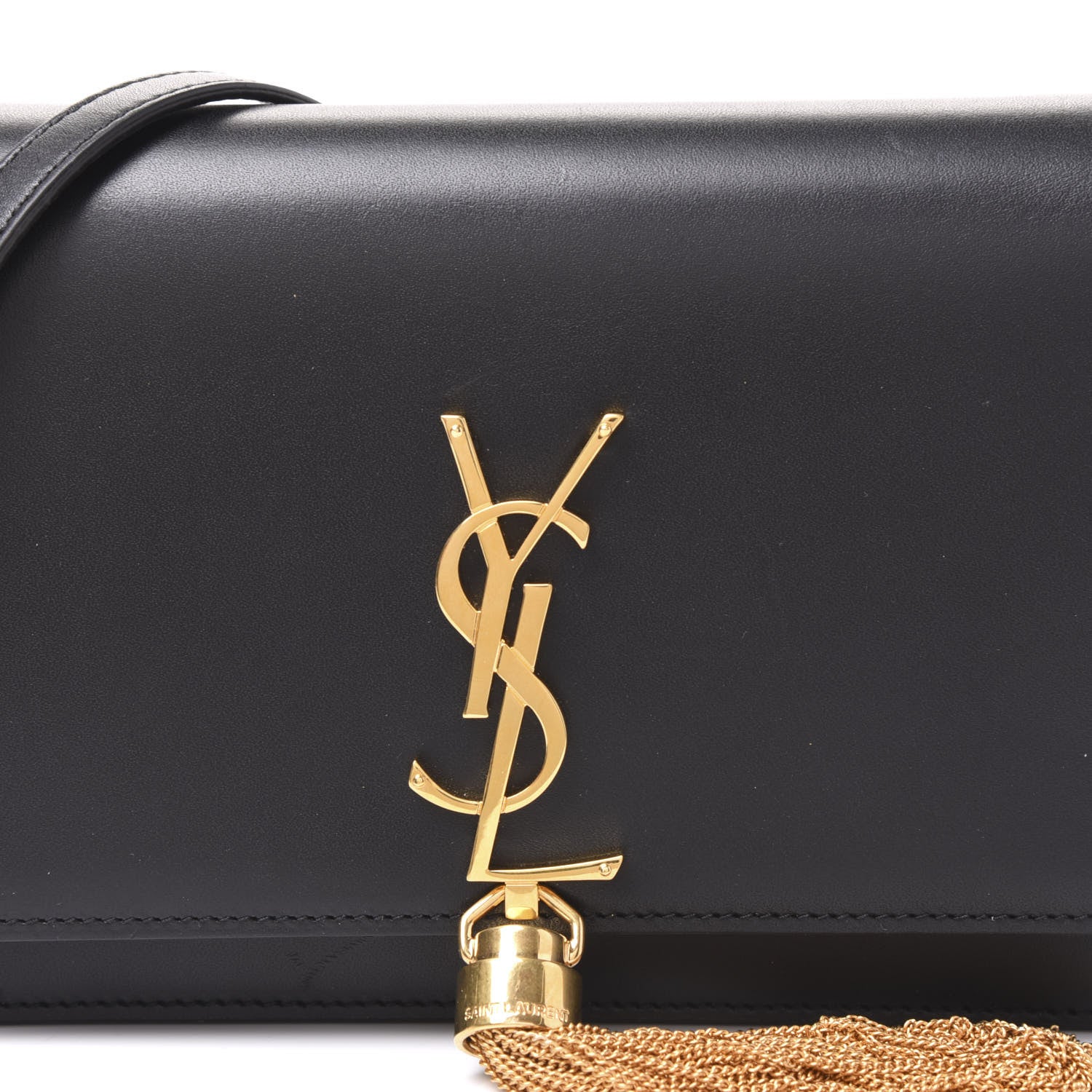 Saint Laurent Smooth Calfskin Classic Monogram Kate Tassel Chain Wallet Black 8 of 9