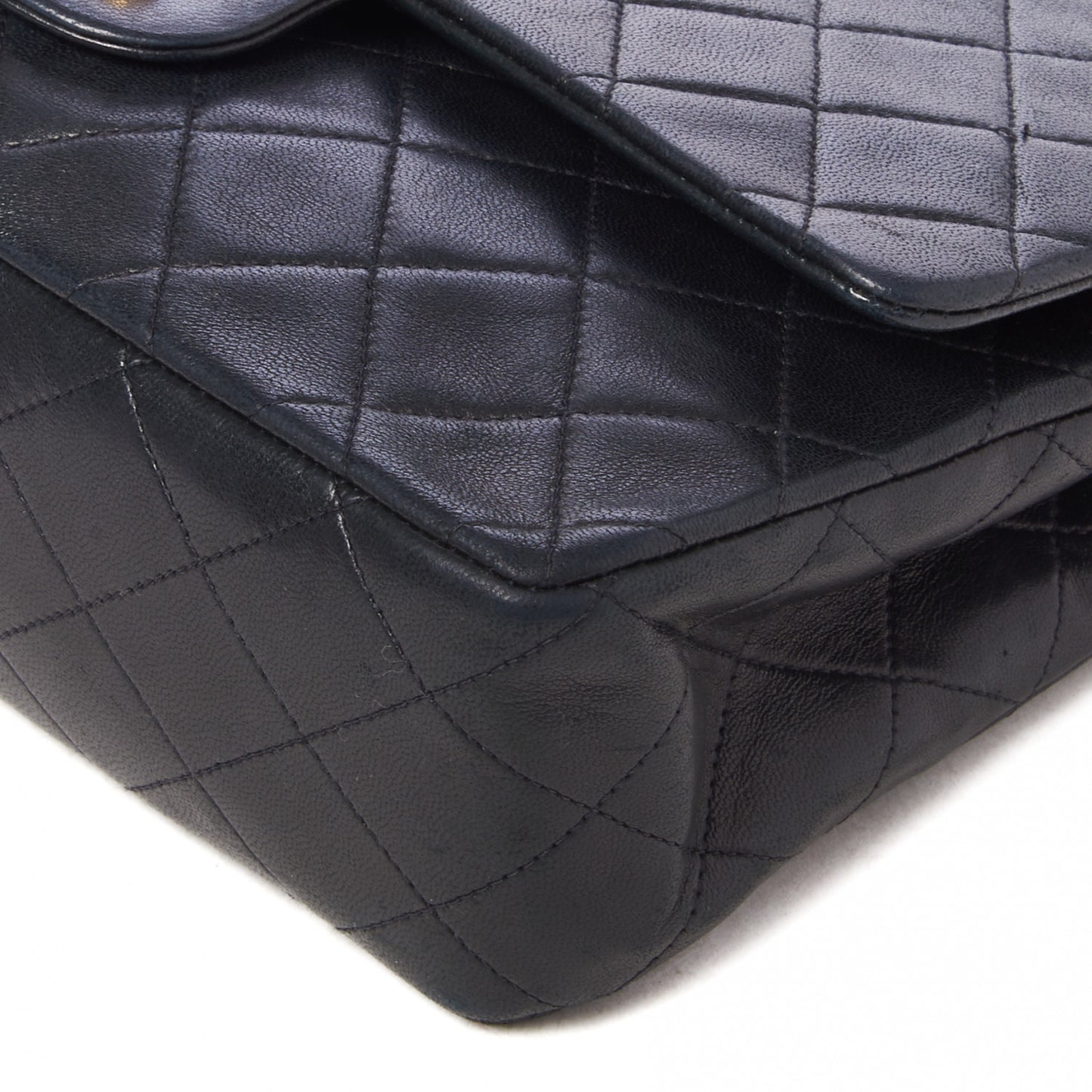 Lambskin Quilted Medium Double Flap Black