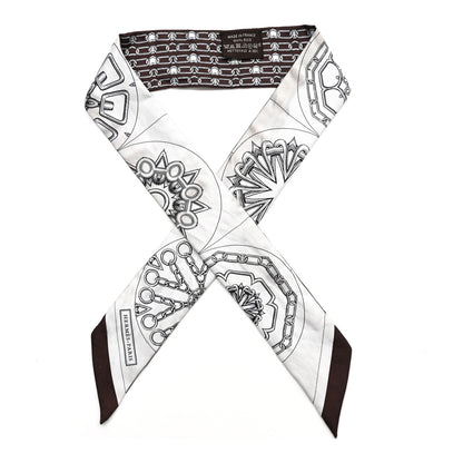 Hermes Silk Effet Kaleidoscope Twilly White Anthracite Marron 1 of 7