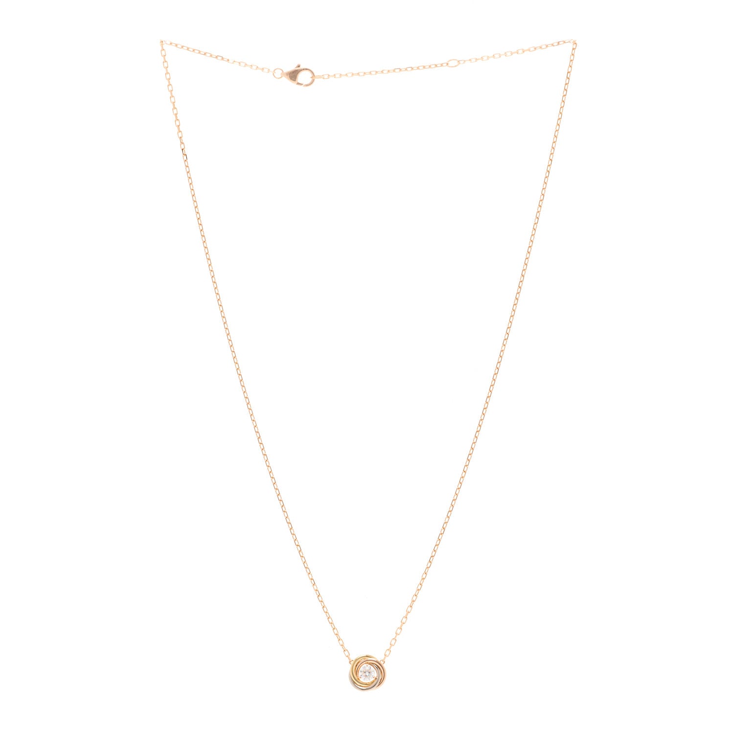 Cartier 18K Pink White Yellow Gold Diamond Trinity De Cartier Pendant Necklace 3 of 4