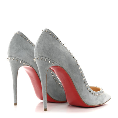 Christian Louboutin Veau Velours Anjalina 100 Pumps 38.5 Silver Green 5 of 9