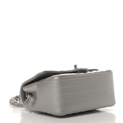 Chanel Metallic Caviar Chevron Quilted Mini Square Flap Silver 4 of 10