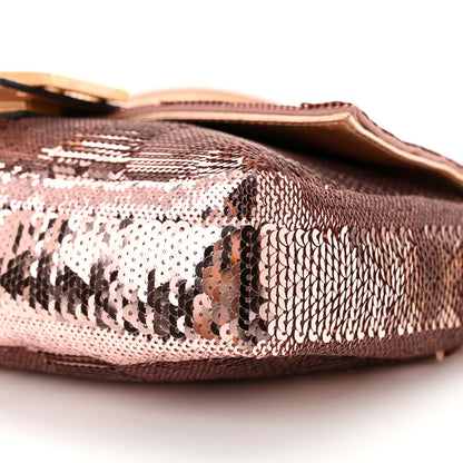 Fendi Sequin Metallic Nappa Pequin Baguette Rame 9 of 10