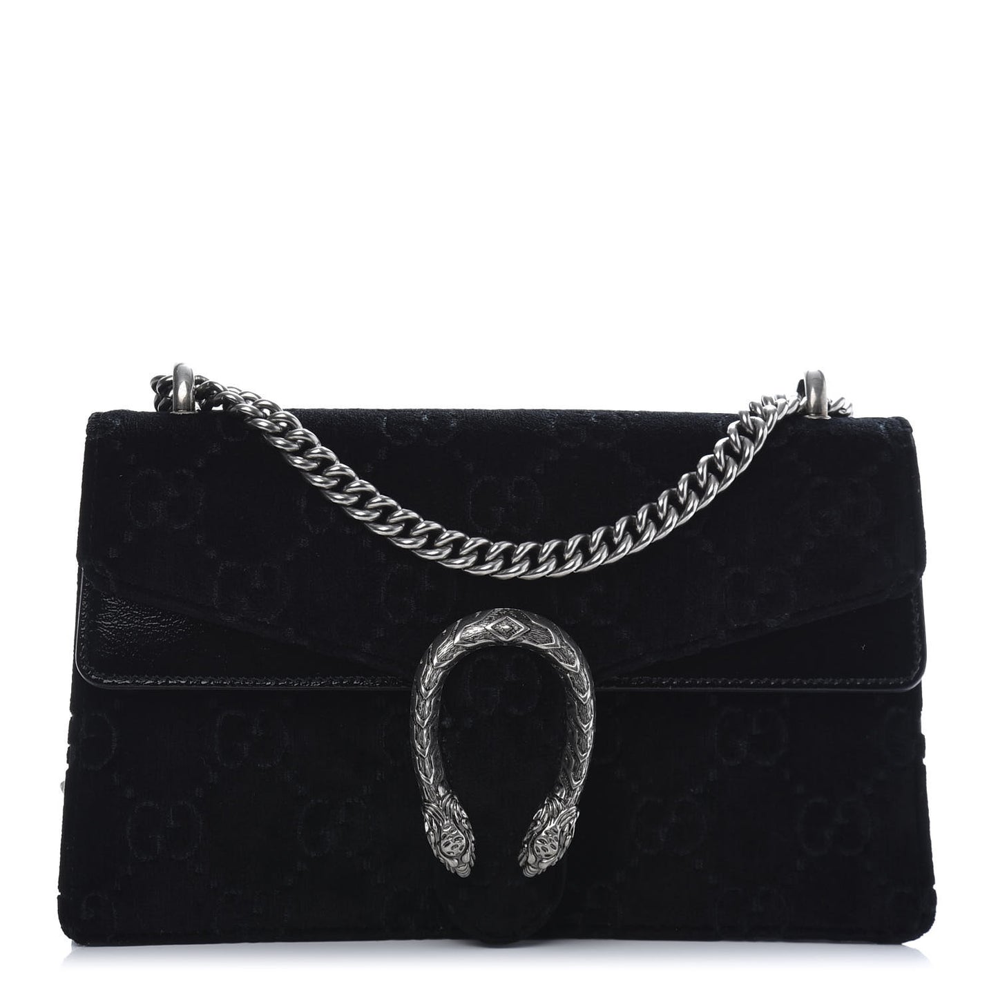 Velvet GG Monogram Small Dionysus Shoulder Bag Black