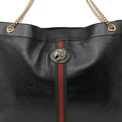 Gucci Calfskin Maxi Rajah Chain Tote Black 9 of 11