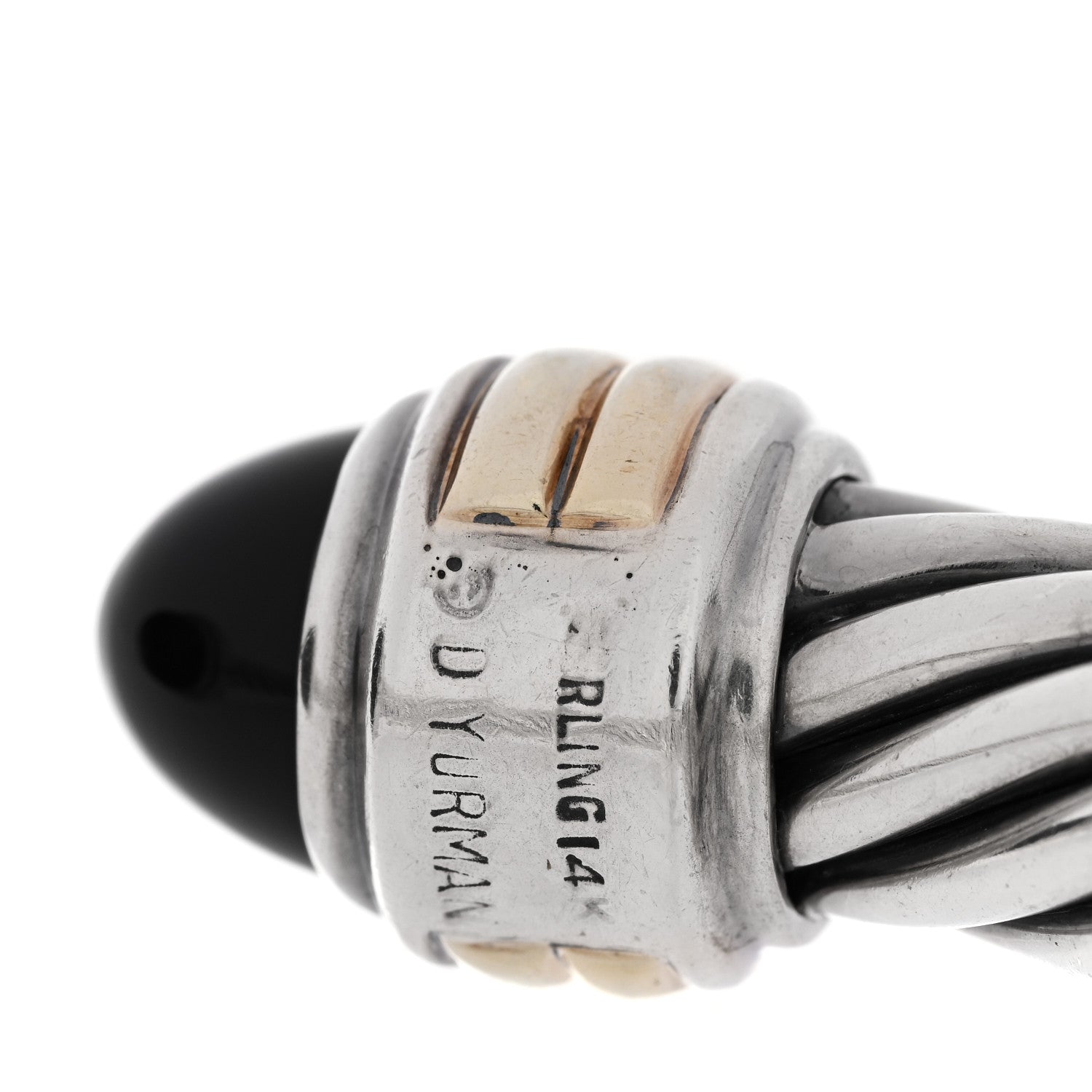 David Yurman DAVID YURMAN Sterling Silver 14K Yellow Gold Black Onyx 10mm Cable Classics Hinged Bracelet 3 of 5