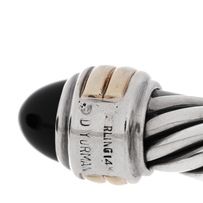 David Yurman DAVID YURMAN Sterling Silver 14K Yellow Gold Black Onyx 10mm Cable Classics Hinged Bracelet 3 of 5