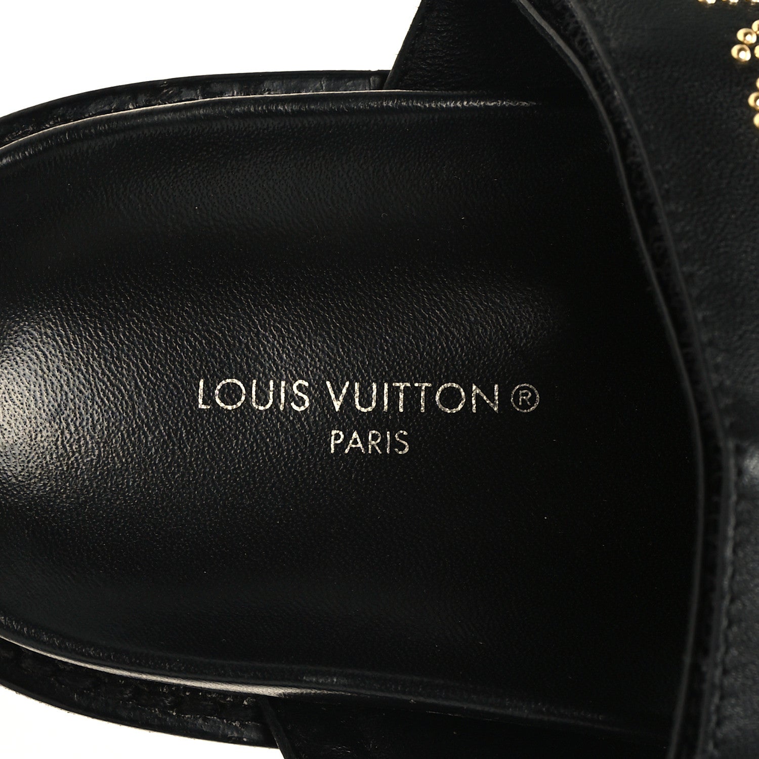 Louis Vuitton Lambskin Studded Paseo Flat Comfort Mule 38.5 Black 8 of 11