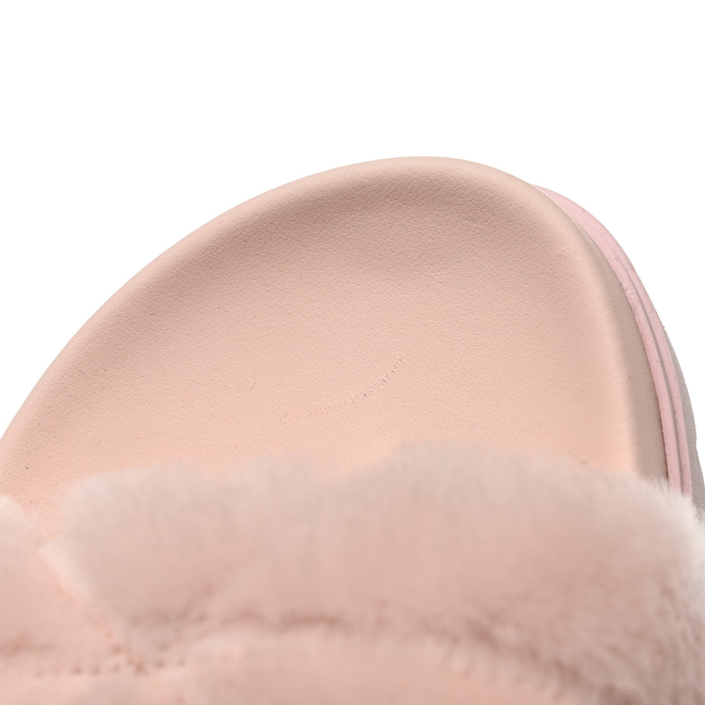 Shearling Metal Triangle Logo Lug Sole 20mm Slide Sandals 41 Orchidea