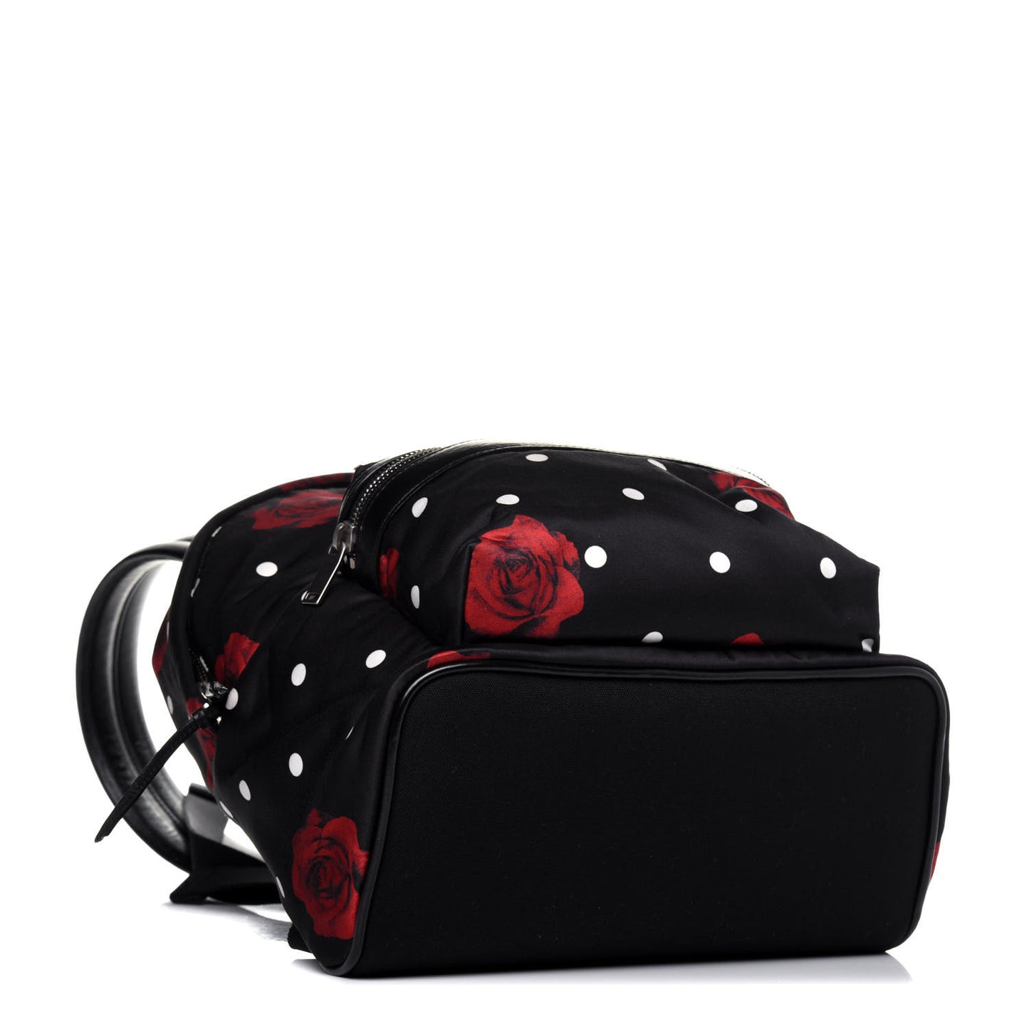 Satin Rose Print Mini City Backpack Black