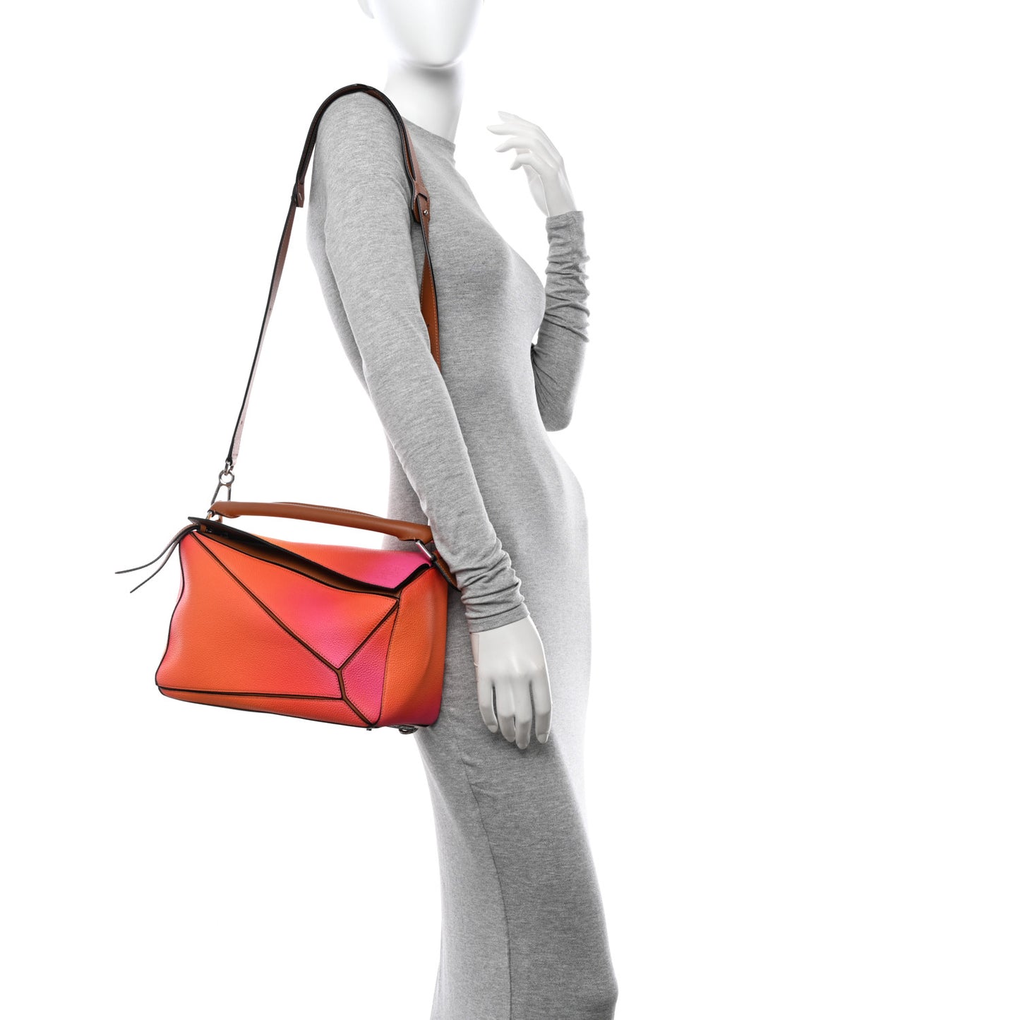 Calfskin Medium Puzzle Bag Orange Sunset