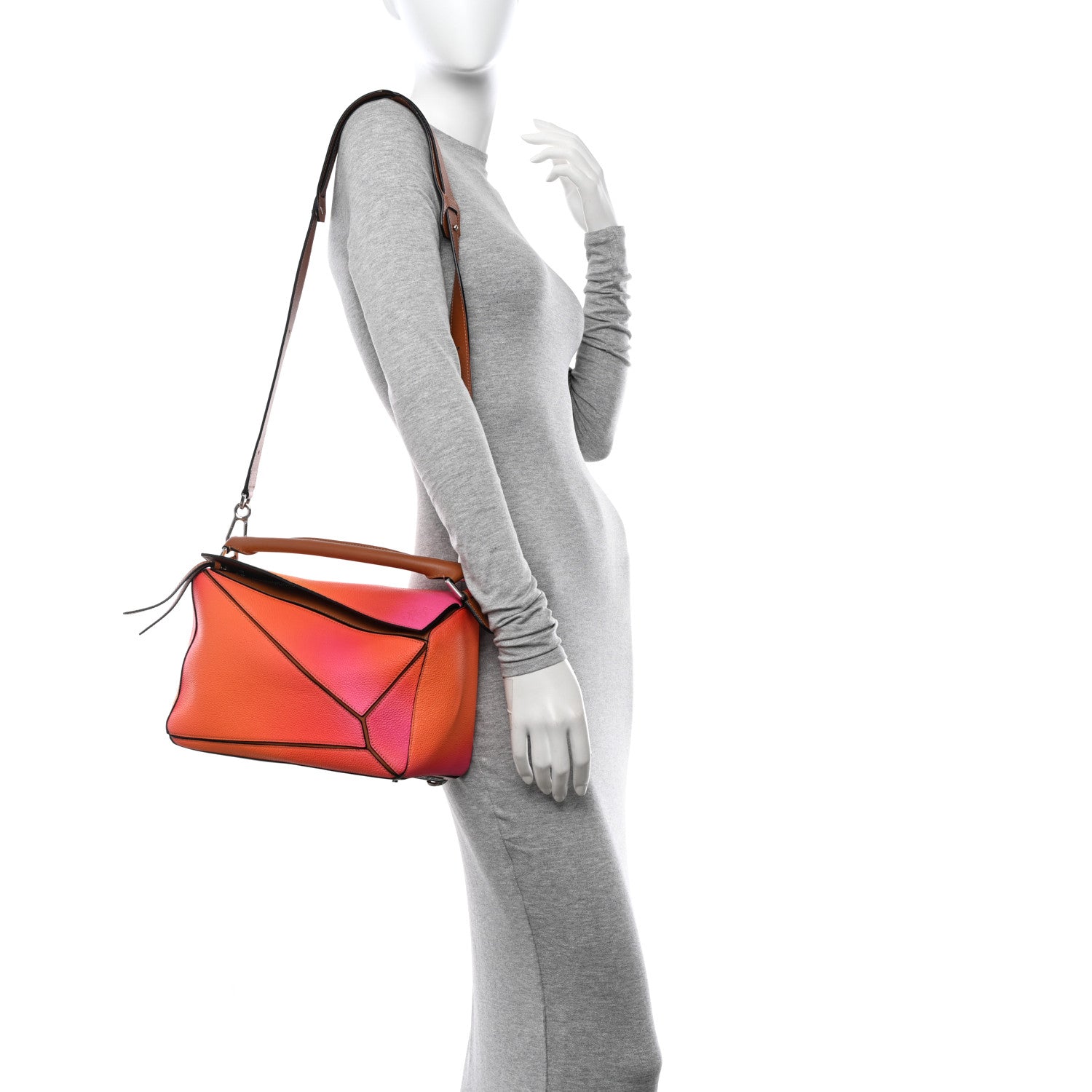 Loewe Calfskin Medium Puzzle Bag Orange Sunset 2 of 10