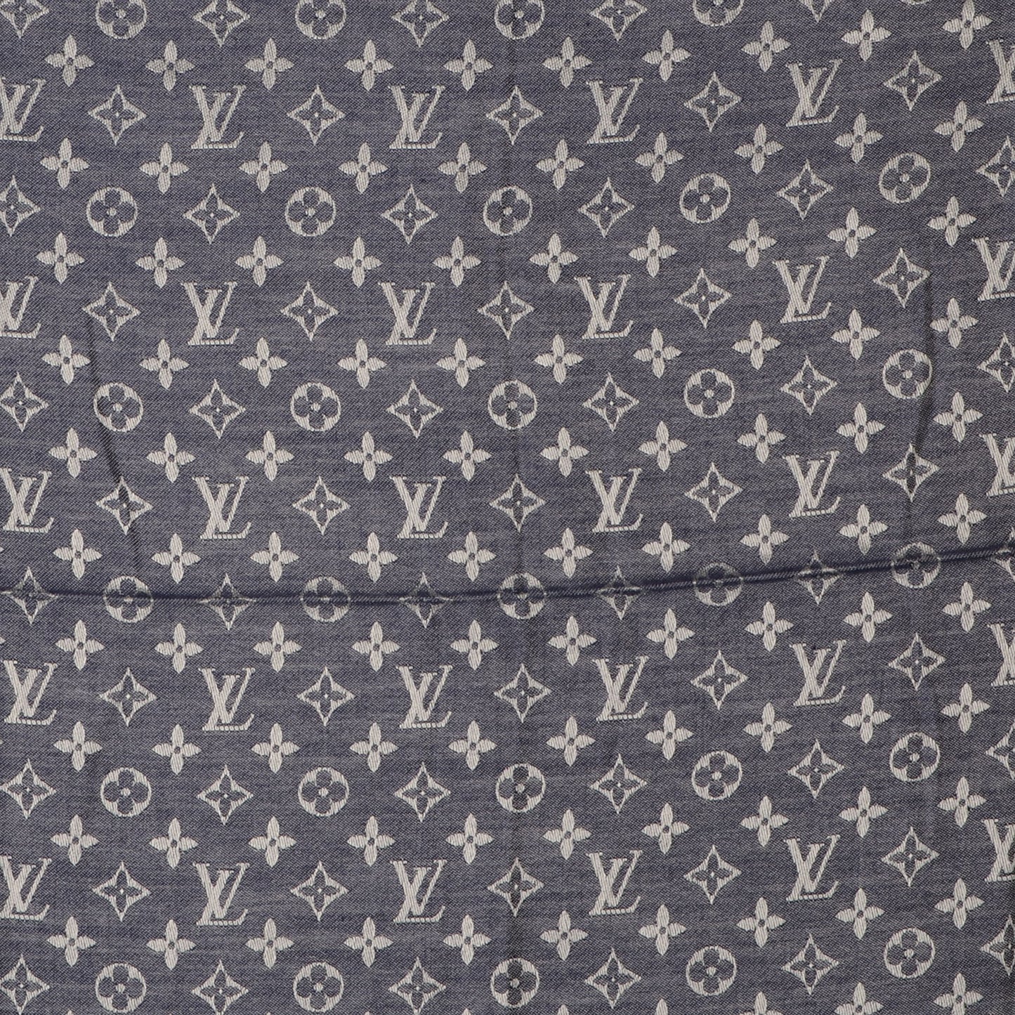 Silk Wool Monogram Denim Shawl Blue