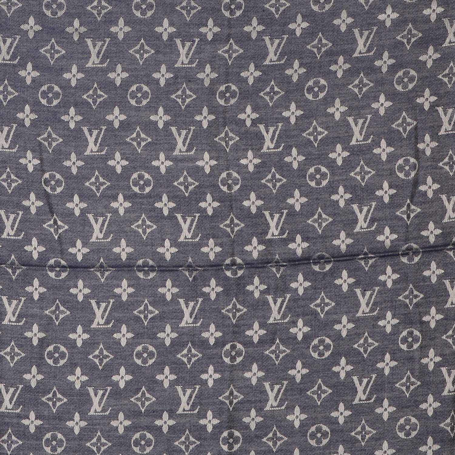 Louis Vuitton Silk Wool Monogram Denim Shawl Blue 1 of 5