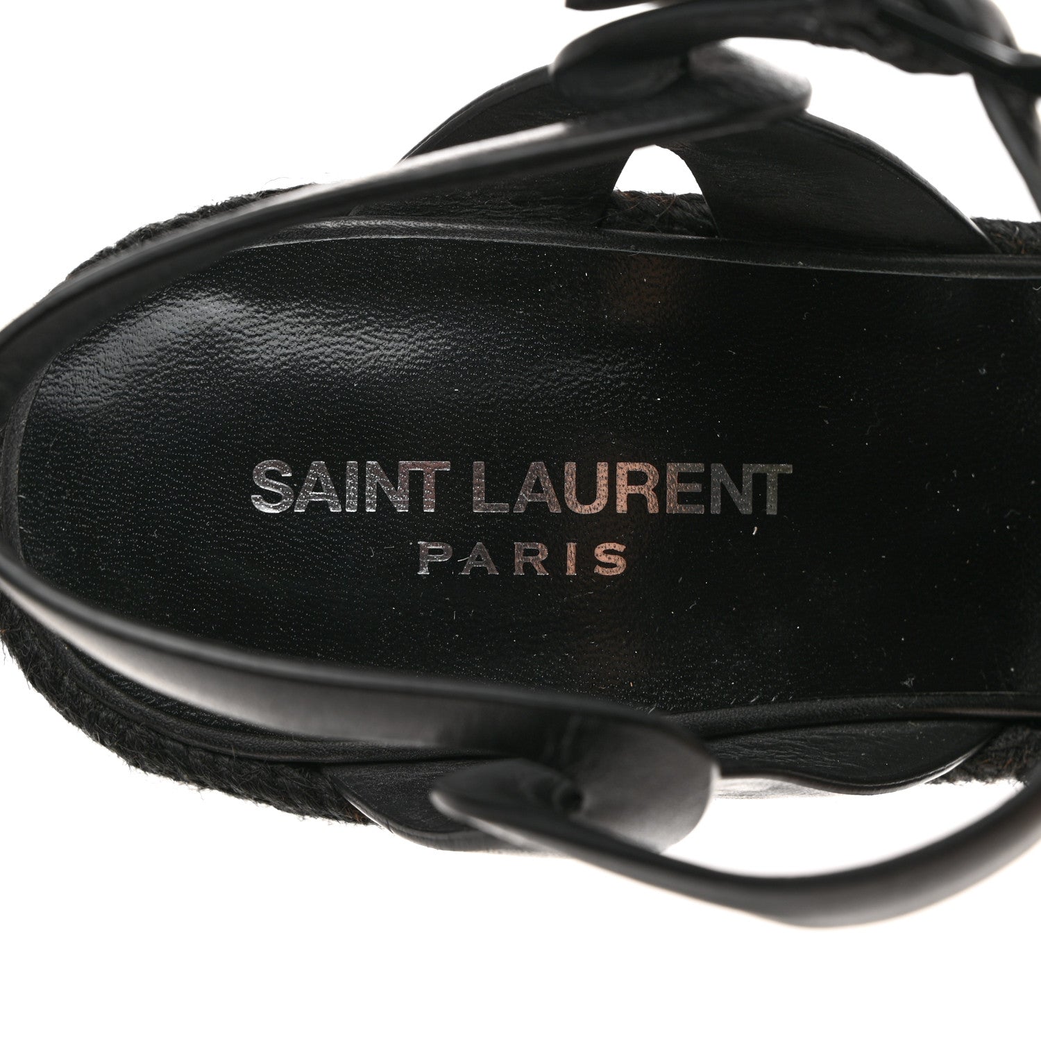 Saint Laurent Calfskin Tribute 95 Platform Espadrille Wedge Sandals 39.5 Black 6 of 7