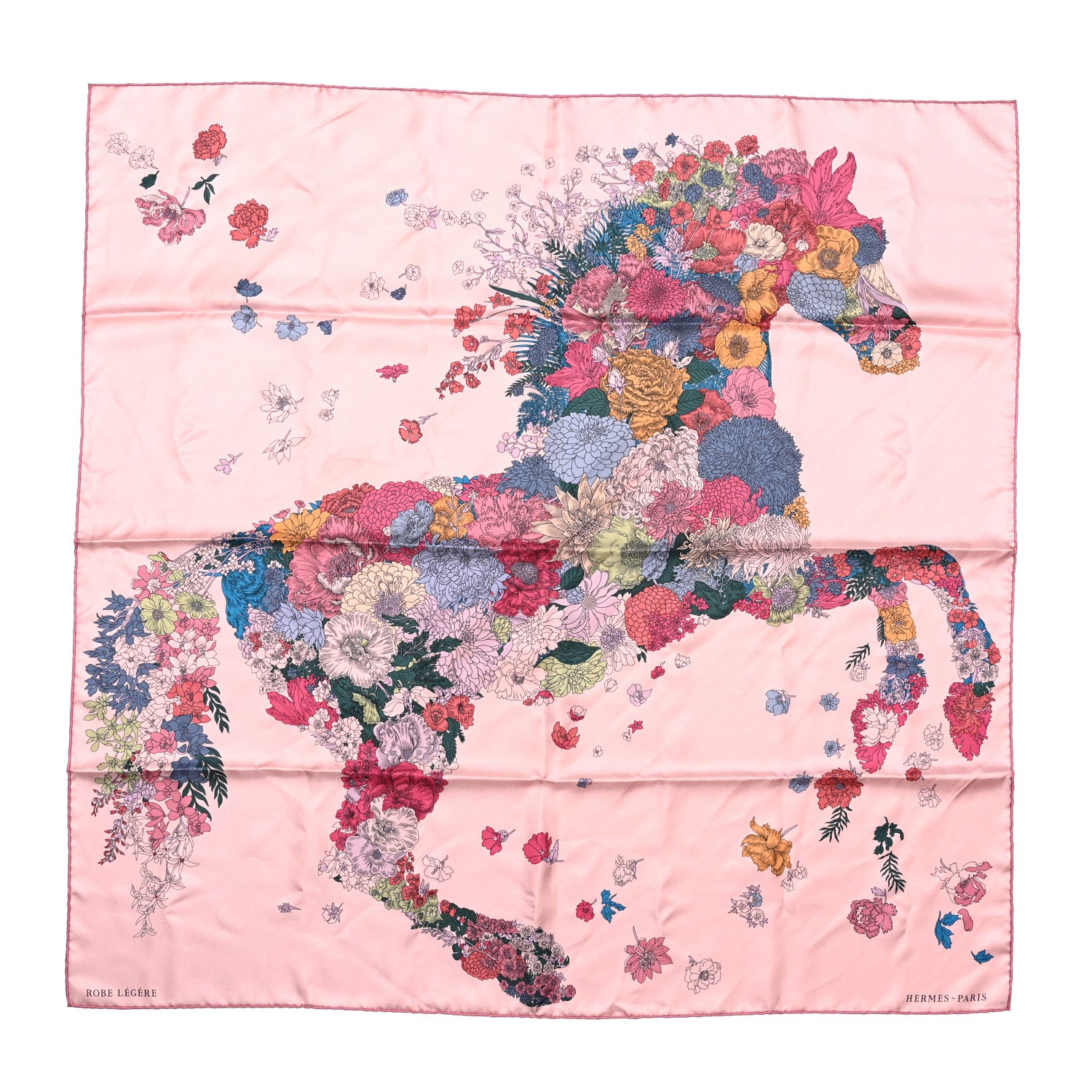 Hermes Silk Twill Robe Legere Scarf 90 Rose Hortensia Bleu 1 of 6
