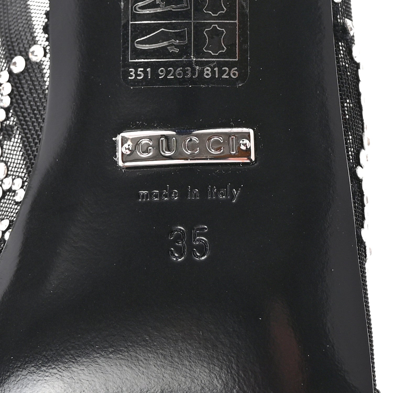 Gucci Tela Retino Kid Scamosciato Crystal GG Monogram Square G 95mm Slide Sandals 35 Black 6 of 8