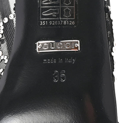 Gucci Tela Retino Kid Scamosciato Crystal GG Monogram Square G 95mm Slide Sandals 35 Black 6 of 8
