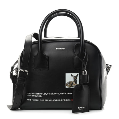 Burberry Smooth Calfskin Montage Print Small Cube Bowling Bag Black 1 of 11