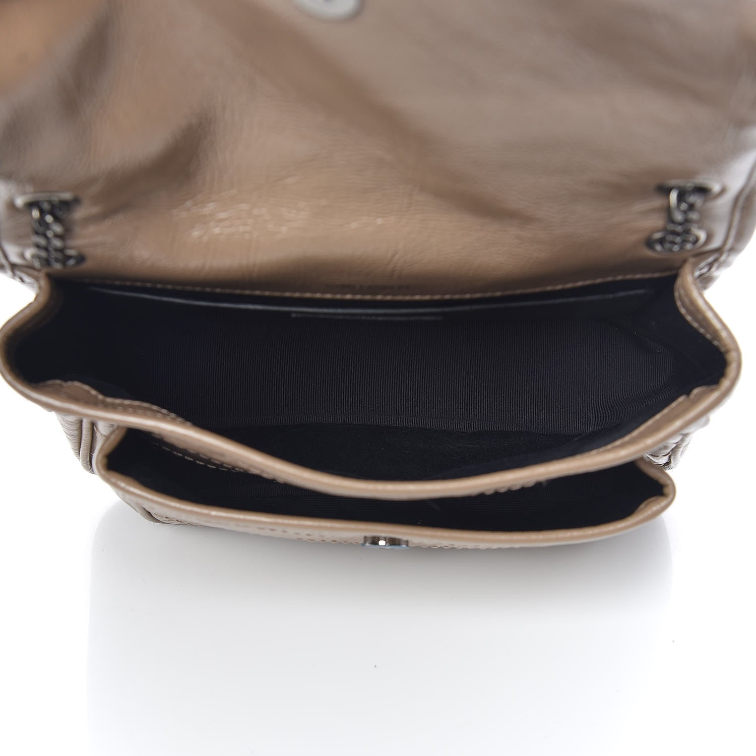 Saint Laurent Crinkled Calfskin Matelasse Monogram Baby Niki Chain Satchel Light Taupe 5 of 10