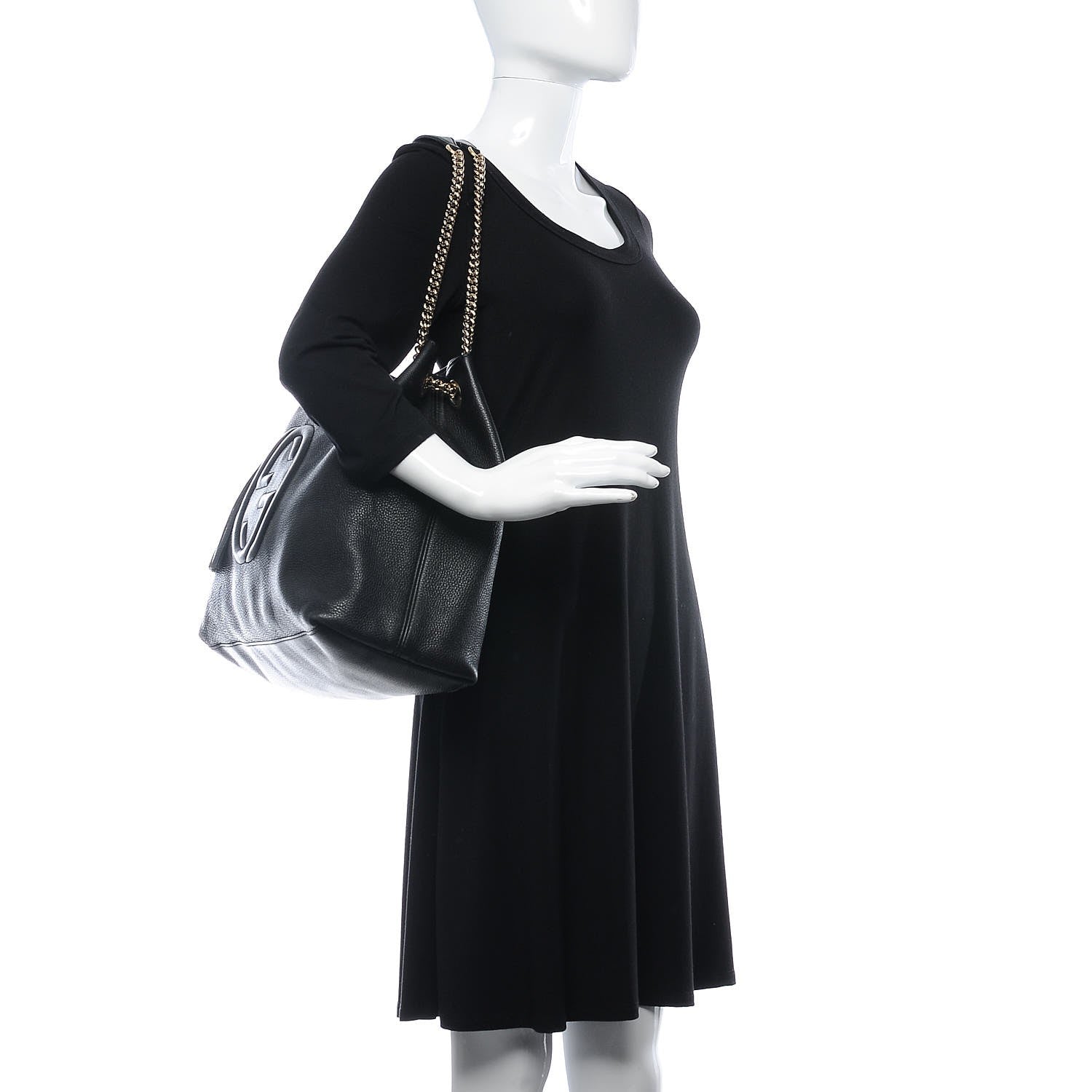 Gucci Pebbled Calfskin Large Soho Chain Shoulder Bag Black 2 of 20