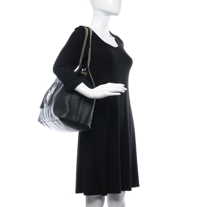 Gucci Pebbled Calfskin Large Soho Chain Shoulder Bag Black 2 of 20