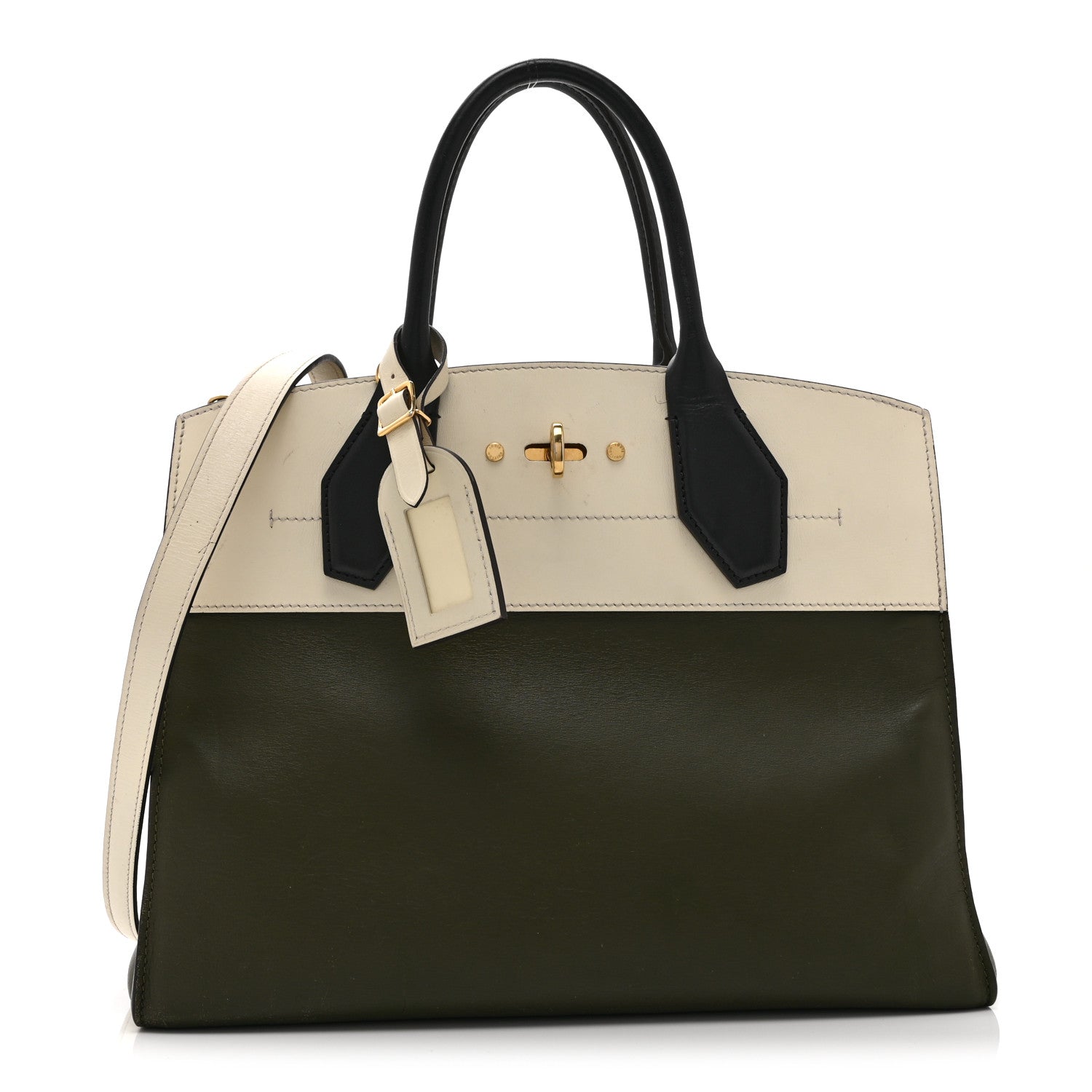 Louis Vuitton Taurillon City Steamer MM Kaki Creme Black 1 of 15