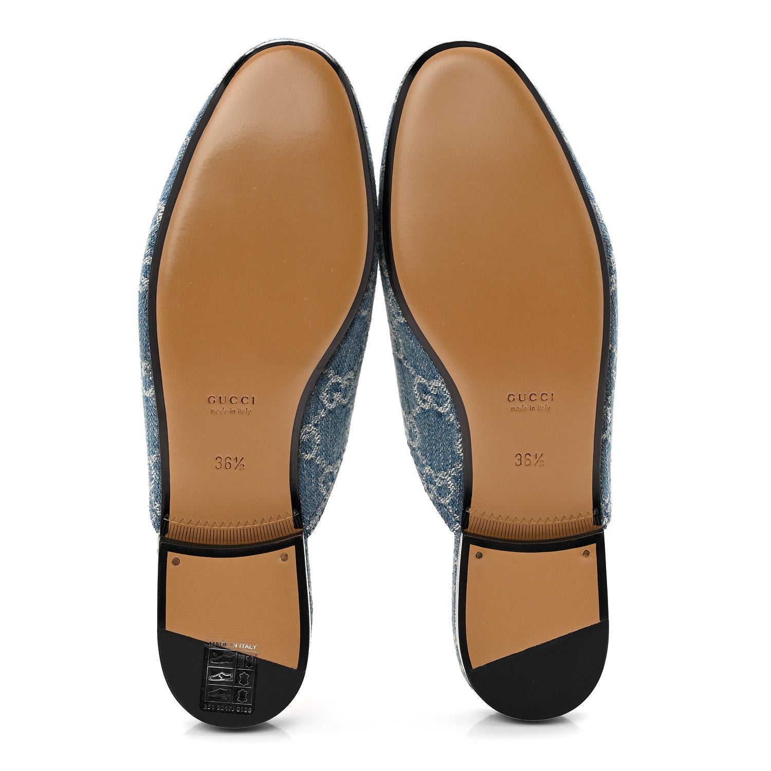 Gucci New Denim GG Malaga Kid Womens Princetown Slippers 36.5 Light Blue Royale 6 of 9