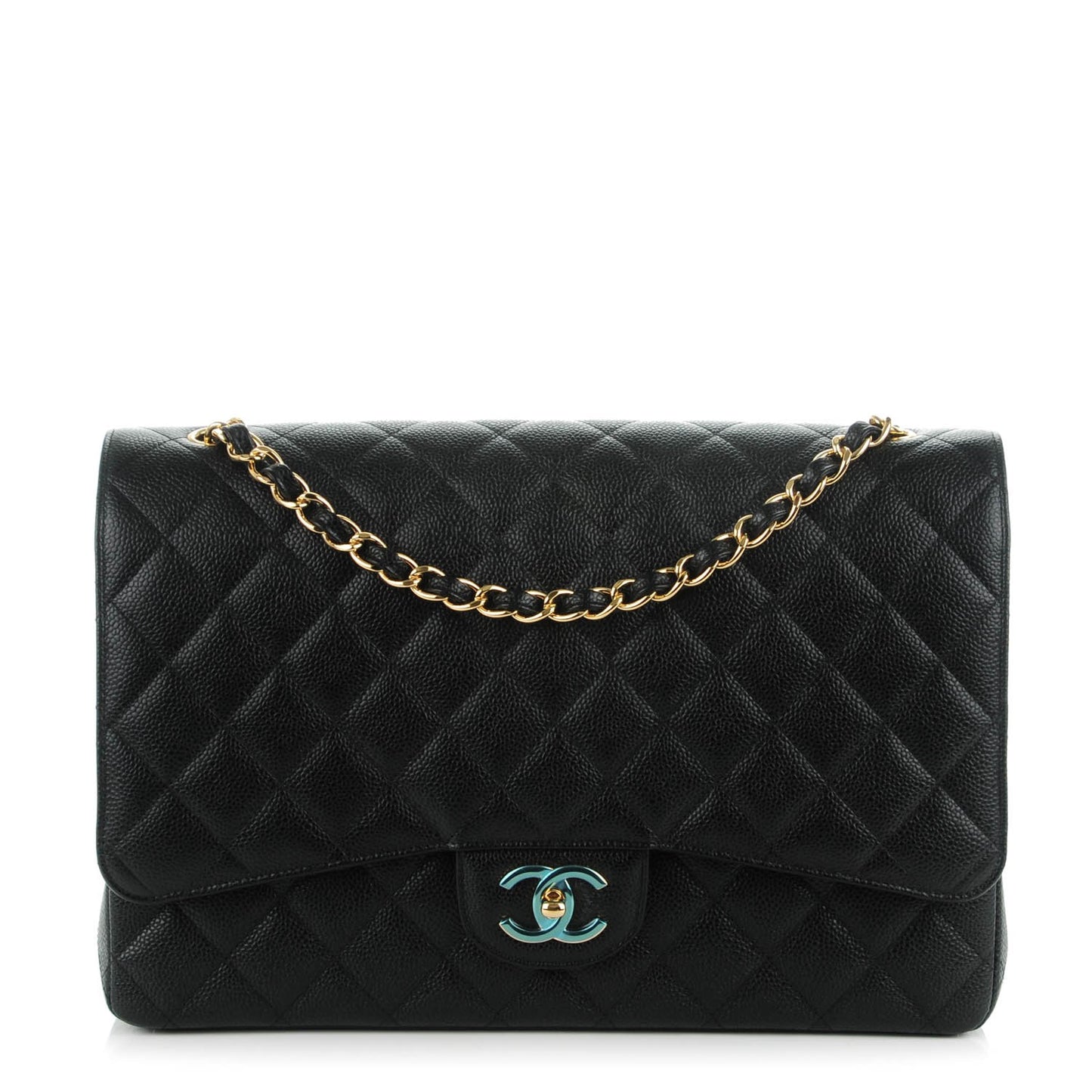 Caviar Quilted Maxi Double Flap Black