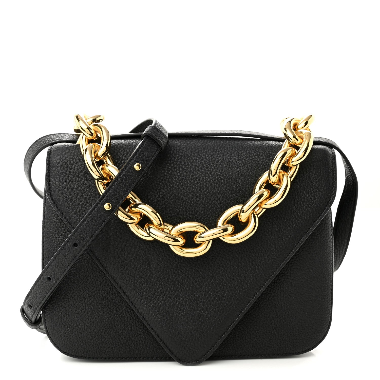 Bottega Veneta Calfskin Mount Envelope Bag Black 1 of 10