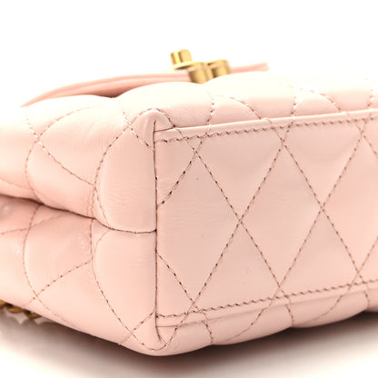 Chanel Shiny Aged Calfskin Quilted Nano Kelly Shopper Light Pink 8 of 9