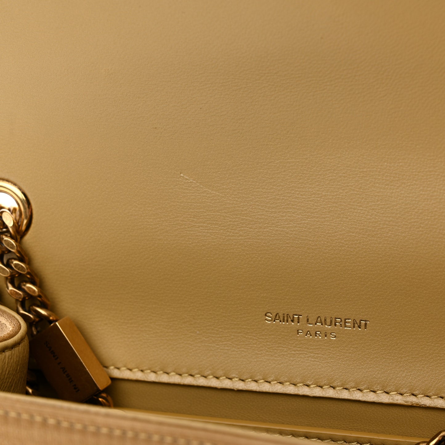 Satin Small Classic Monogram Kate Tassel Satchel Sahara Beige