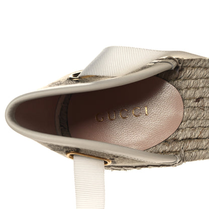 Gucci Monogram Patches Ankle Wrap Platform 35/120mm Espadrille Wedges 37.5 Beige White 7 of 9