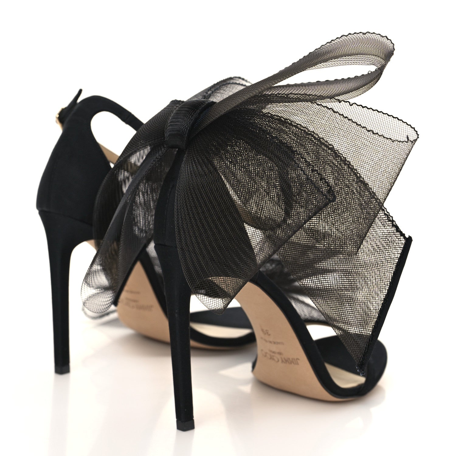 Jimmy Choo Grosgrain Aveline Bow 100 Sandals 39 Black 4 of 9