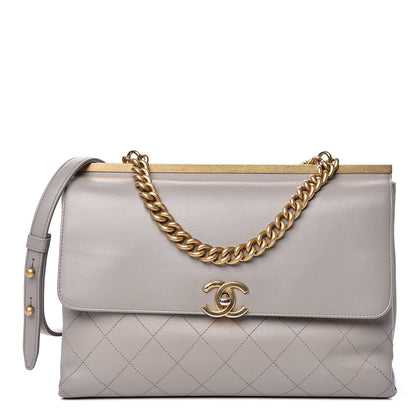 Chanel Lambskin Quilted Medium Coco Lux Flap Grey 1 of 14