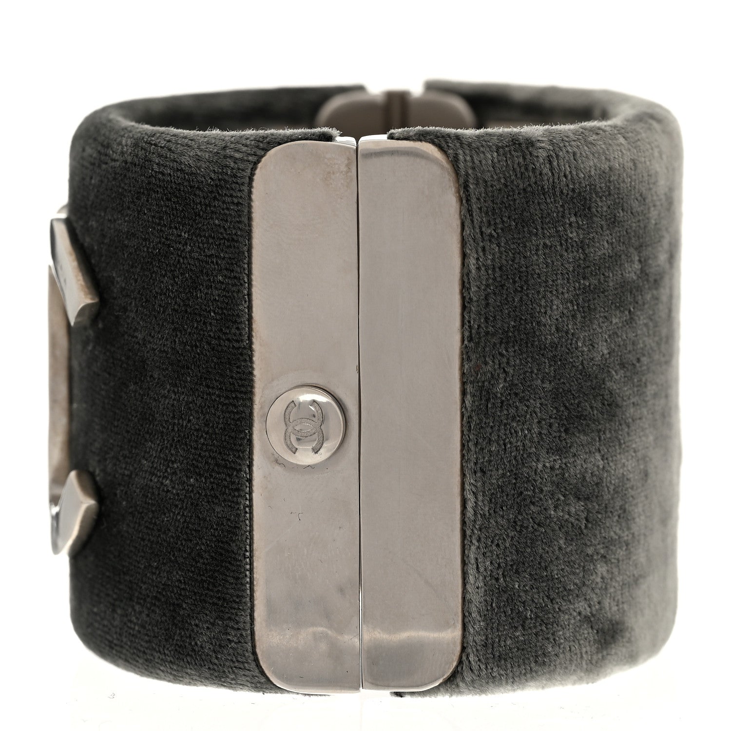Chanel Velvet CC Cuff Silver Grey 5 of 6