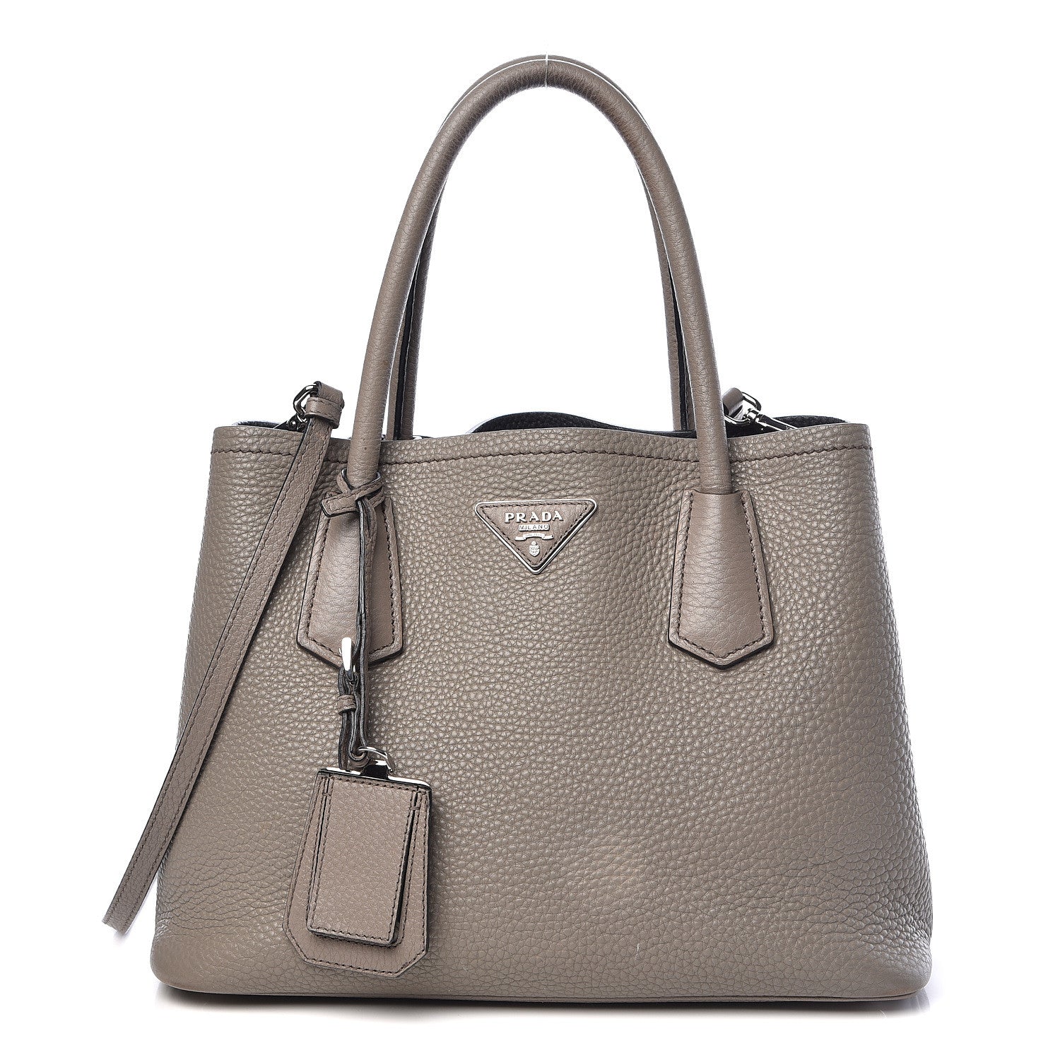 Prada Vitello Daino Small Double Bag Argilla Black 1 of 23