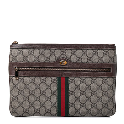 Gucci GG Supreme Monogram Large Ophidia Pouch Clutch Brown 1 of 4