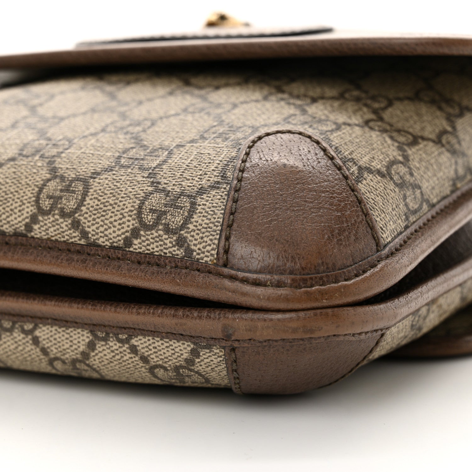 Gucci GG Supreme Monogram Web Small Neo Vintage Double Flap Messenger Bag Beige New Acero 10 of 16