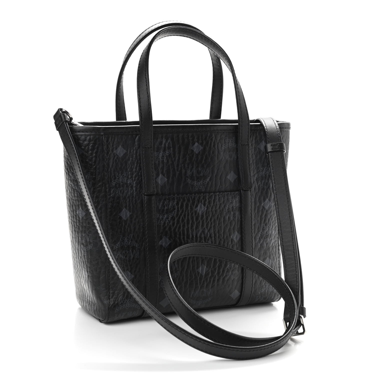 MCM Visetos Mini Toni Shopper Tote Black 3 of 11