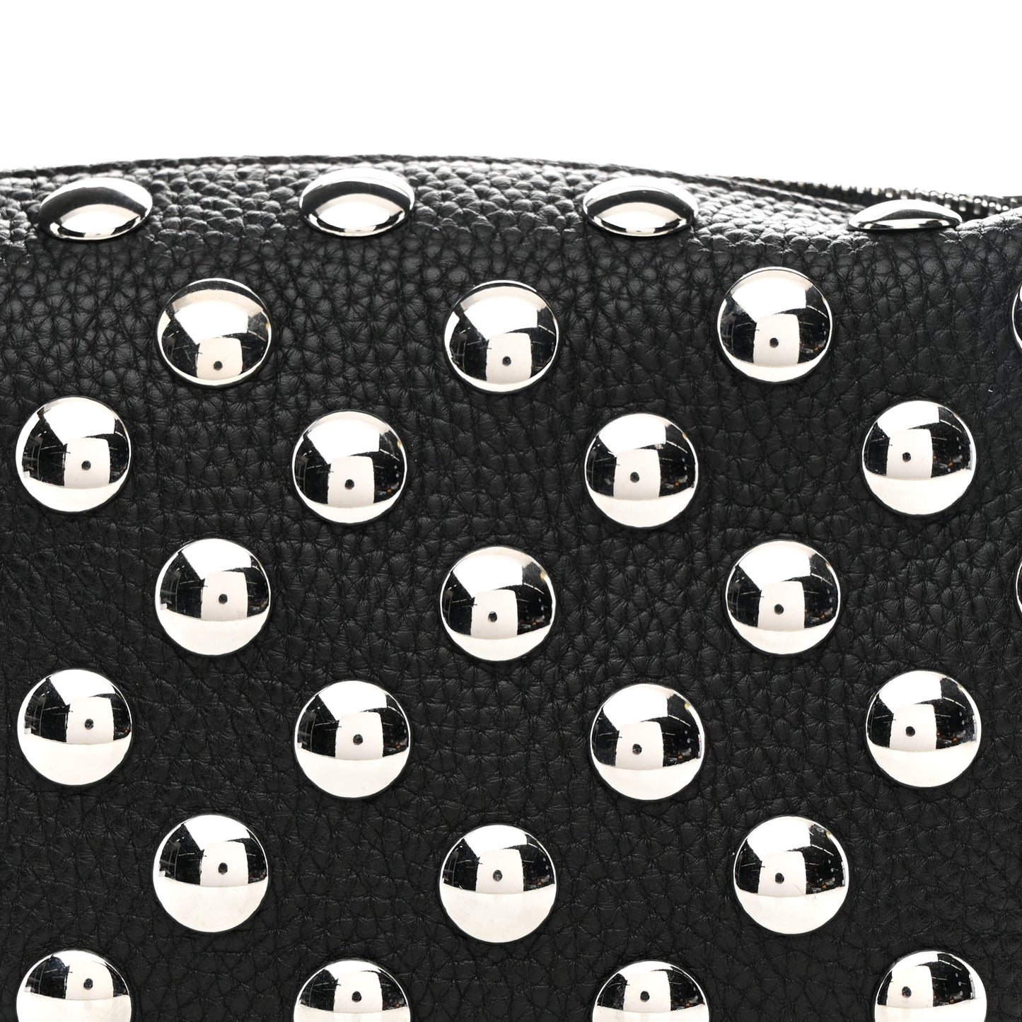 Pebbled Sport Calfskin Studded Small Elena Black