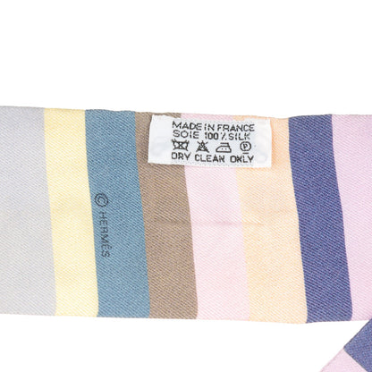 Hermes Silk Les Baigneuses Twilly Bleu Gris Rose Jaune Pale 4 of 4